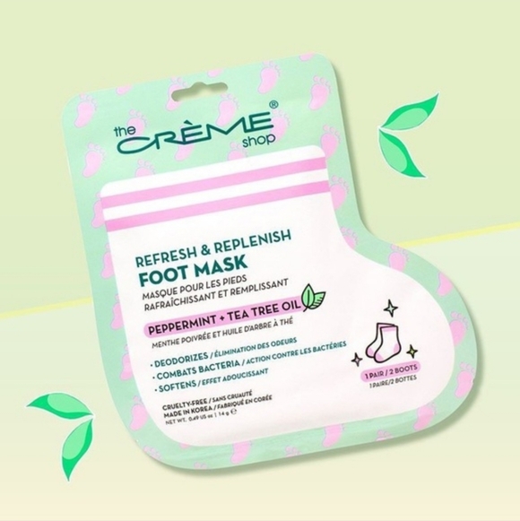 The Creme Shop Other - The Crème Shop Peppermint Foot Mask - Mint Green